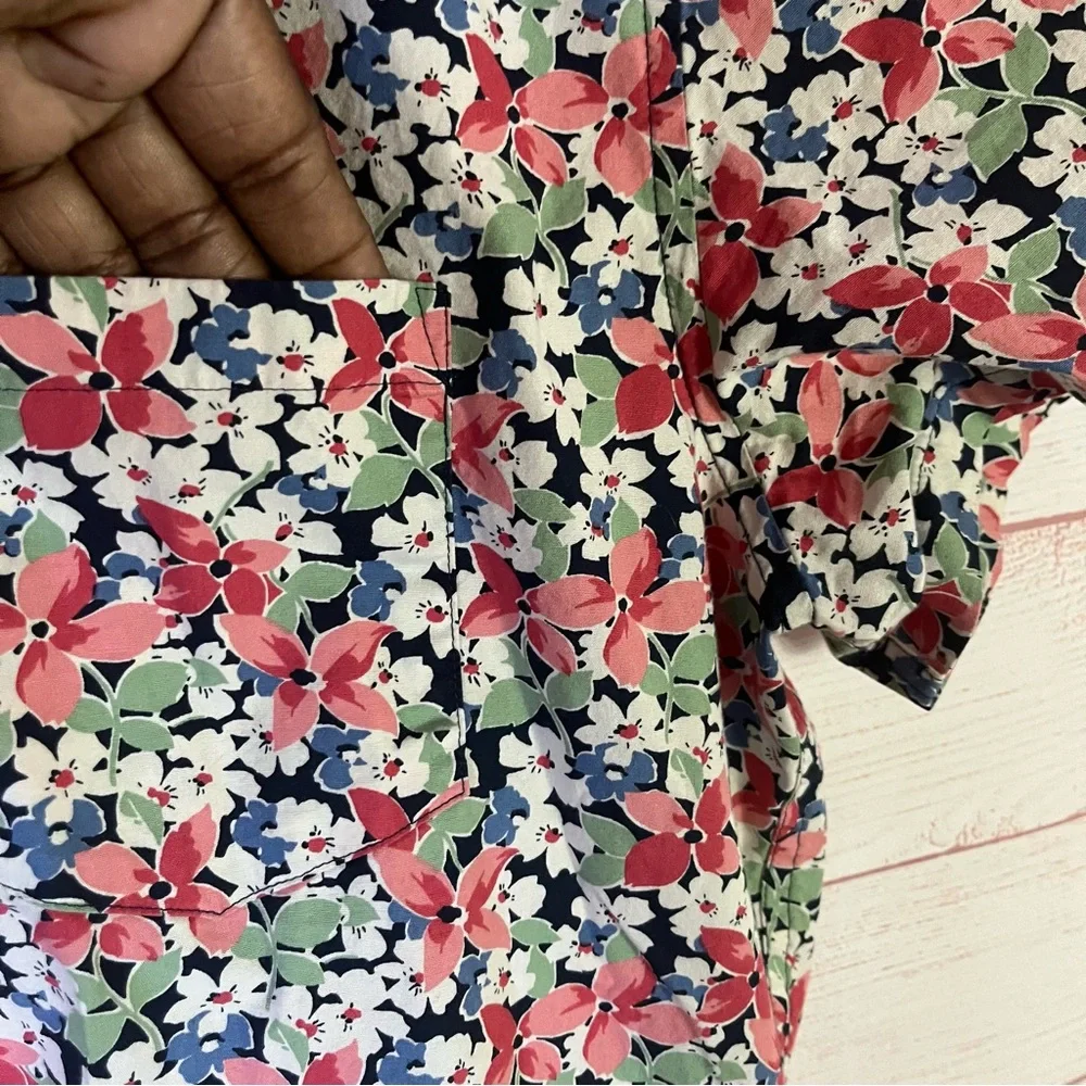 J.Crew‎ Slim Floral Short Sleeve Casual Button Down Shirt Size Large